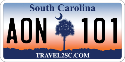 SC license plate AON101