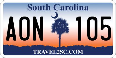 SC license plate AON105