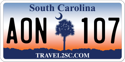 SC license plate AON107