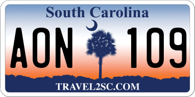 SC license plate AON109