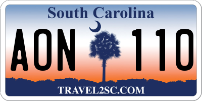 SC license plate AON110