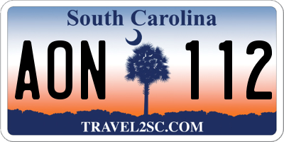 SC license plate AON112