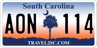 SC license plate AON114