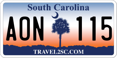 SC license plate AON115