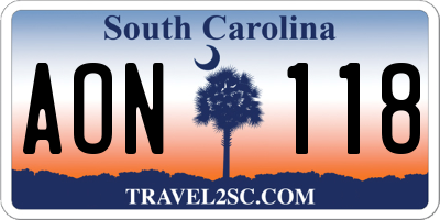 SC license plate AON118