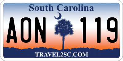 SC license plate AON119