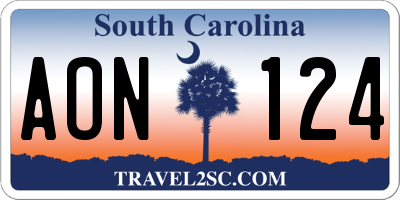 SC license plate AON124