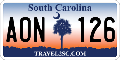 SC license plate AON126