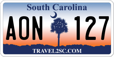 SC license plate AON127