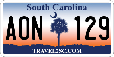 SC license plate AON129