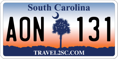 SC license plate AON131