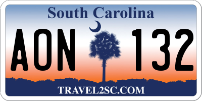 SC license plate AON132