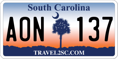 SC license plate AON137