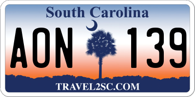 SC license plate AON139