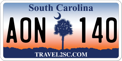 SC license plate AON140