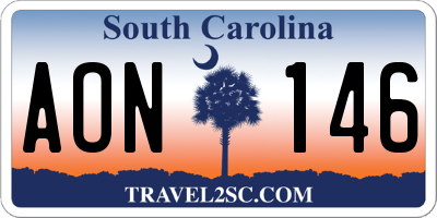 SC license plate AON146