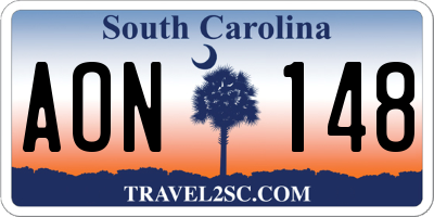 SC license plate AON148