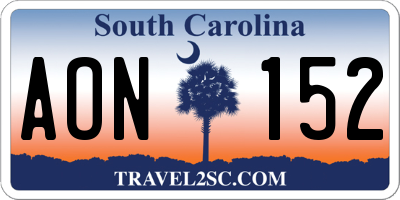 SC license plate AON152