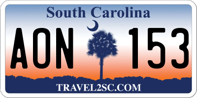 SC license plate AON153
