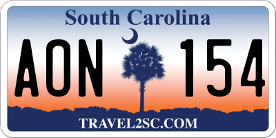 SC license plate AON154