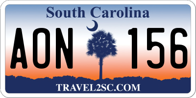 SC license plate AON156