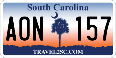 SC license plate AON157