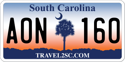 SC license plate AON160