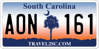 SC license plate AON161