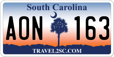 SC license plate AON163