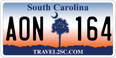 SC license plate AON164