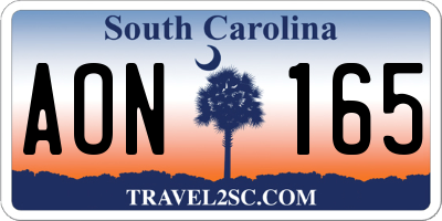 SC license plate AON165