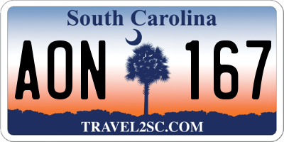 SC license plate AON167