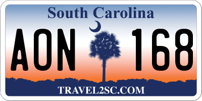 SC license plate AON168