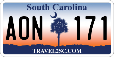 SC license plate AON171