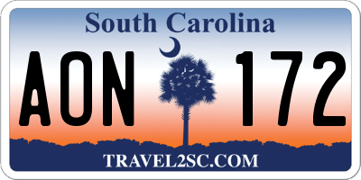 SC license plate AON172