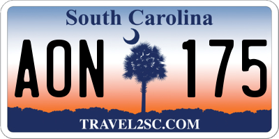SC license plate AON175