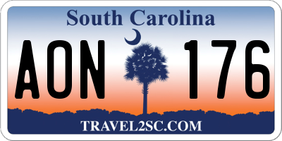 SC license plate AON176