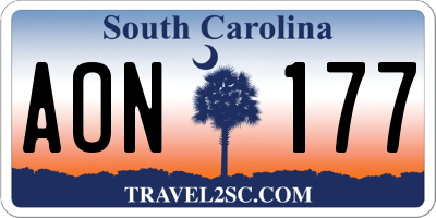SC license plate AON177