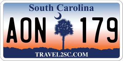SC license plate AON179