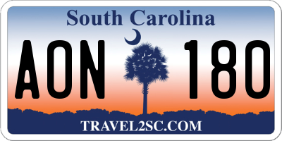 SC license plate AON180