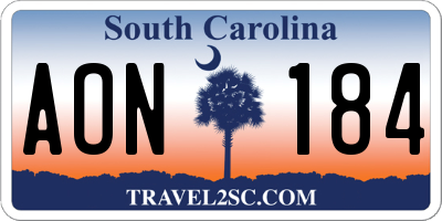 SC license plate AON184