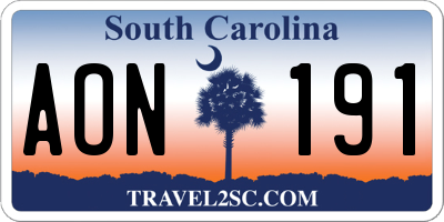 SC license plate AON191