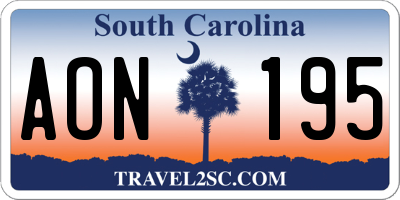 SC license plate AON195
