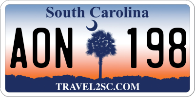 SC license plate AON198
