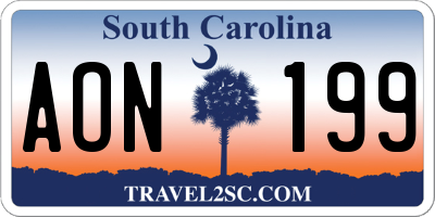 SC license plate AON199