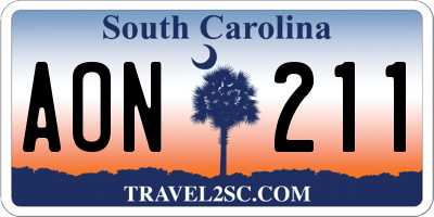 SC license plate AON211
