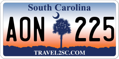SC license plate AON225