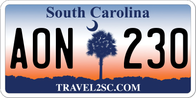 SC license plate AON230