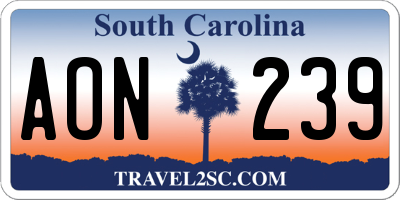 SC license plate AON239
