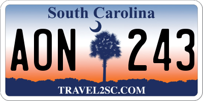 SC license plate AON243